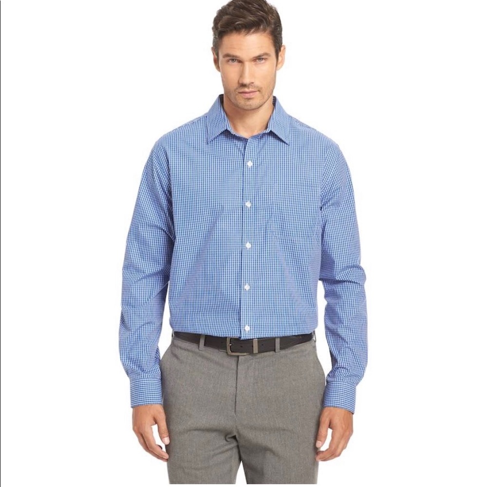 VanHeusen blue long sleeve button up shirt.